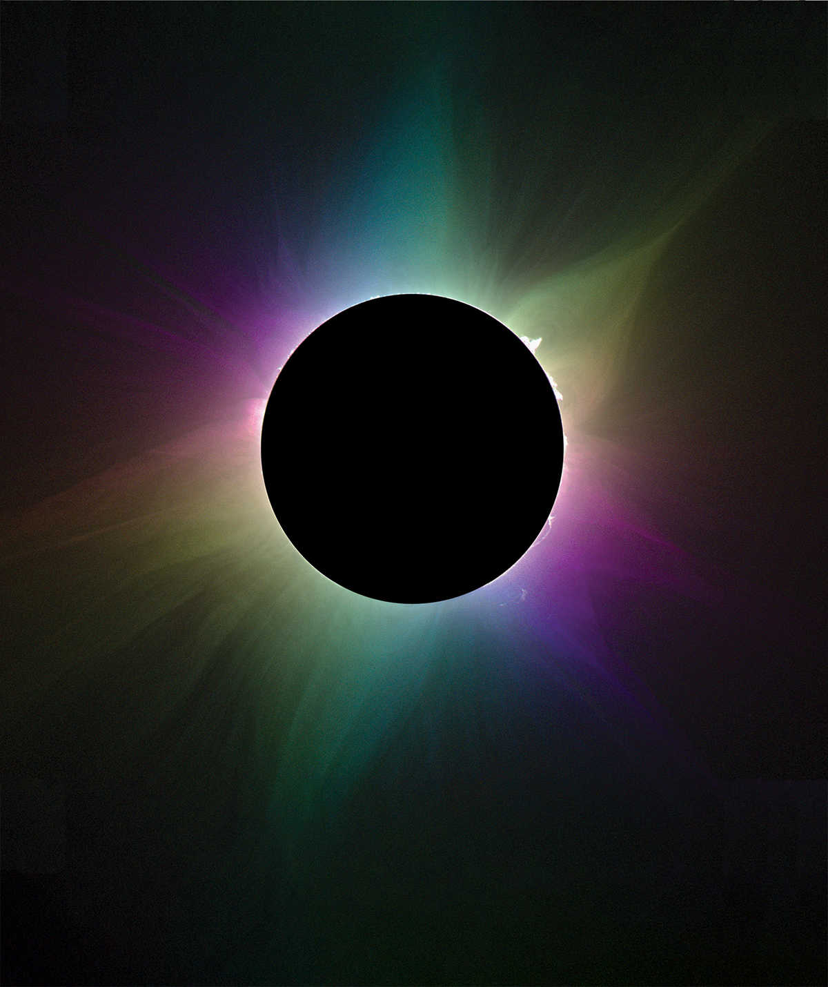 Sun's corona during total solar eclipse through special camera
