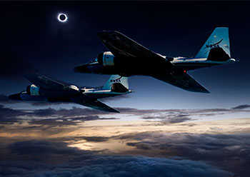NASA WB-57 flight during solar eclipse