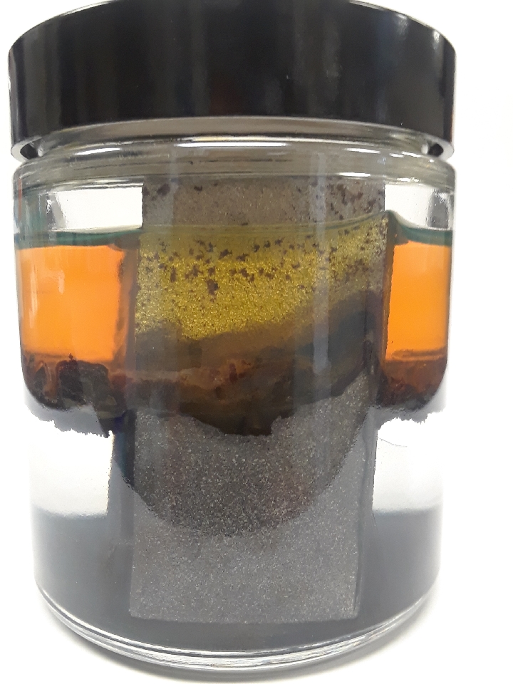Static corrosion testing set up in a glass jar