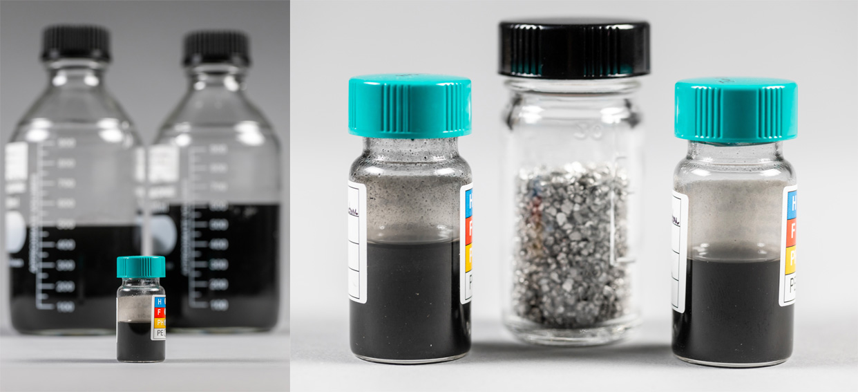 Two images side by side of graphene samples