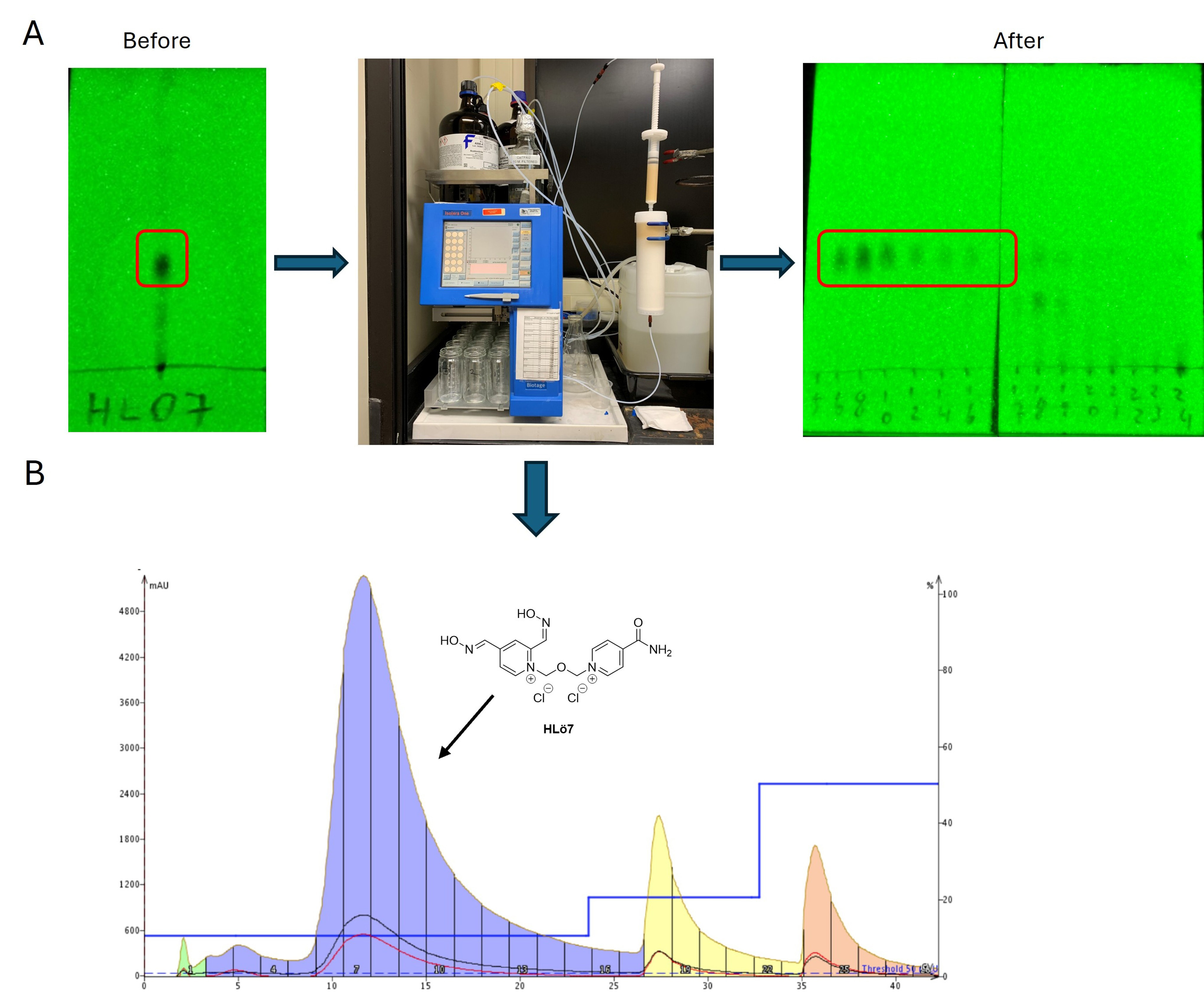 Visualizing process for preparative scale