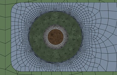 Top view of the finite element mesh