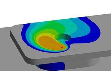 Image showing temperature contour  on surface during transient welding