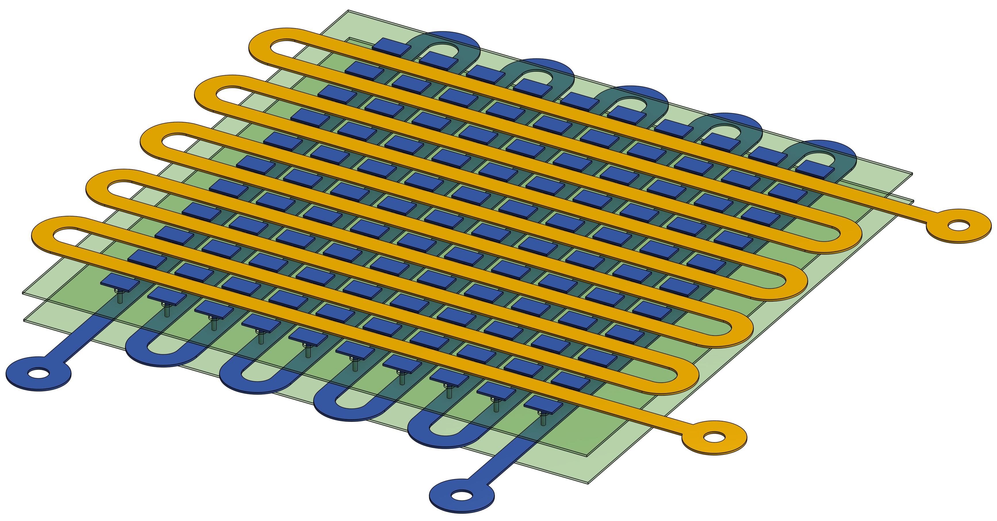 3D rendering of the 50mm cross delay line anode design
