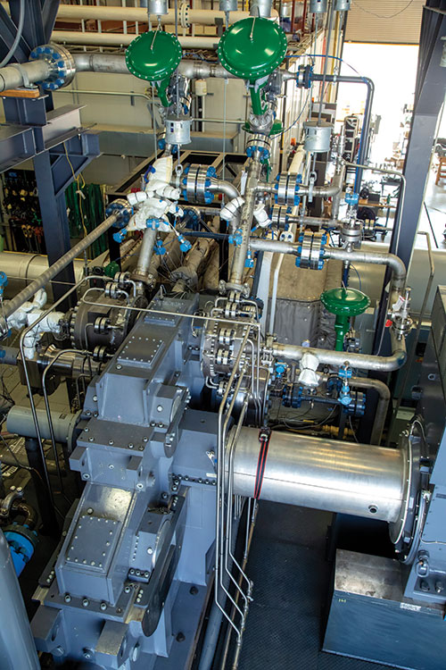 Inside a power plant, pipes and knobs