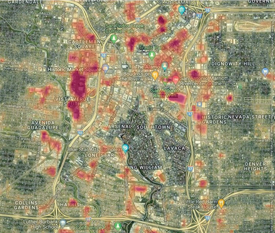 Surface temperature heat map
