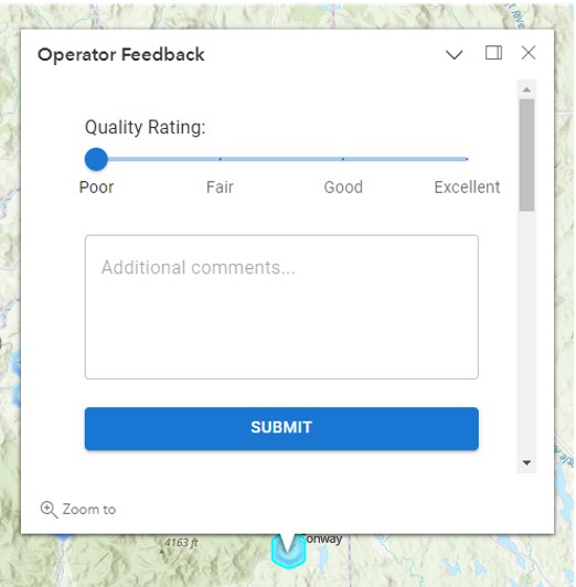 Figure 3: UI Screen 3 - Operator feedback.