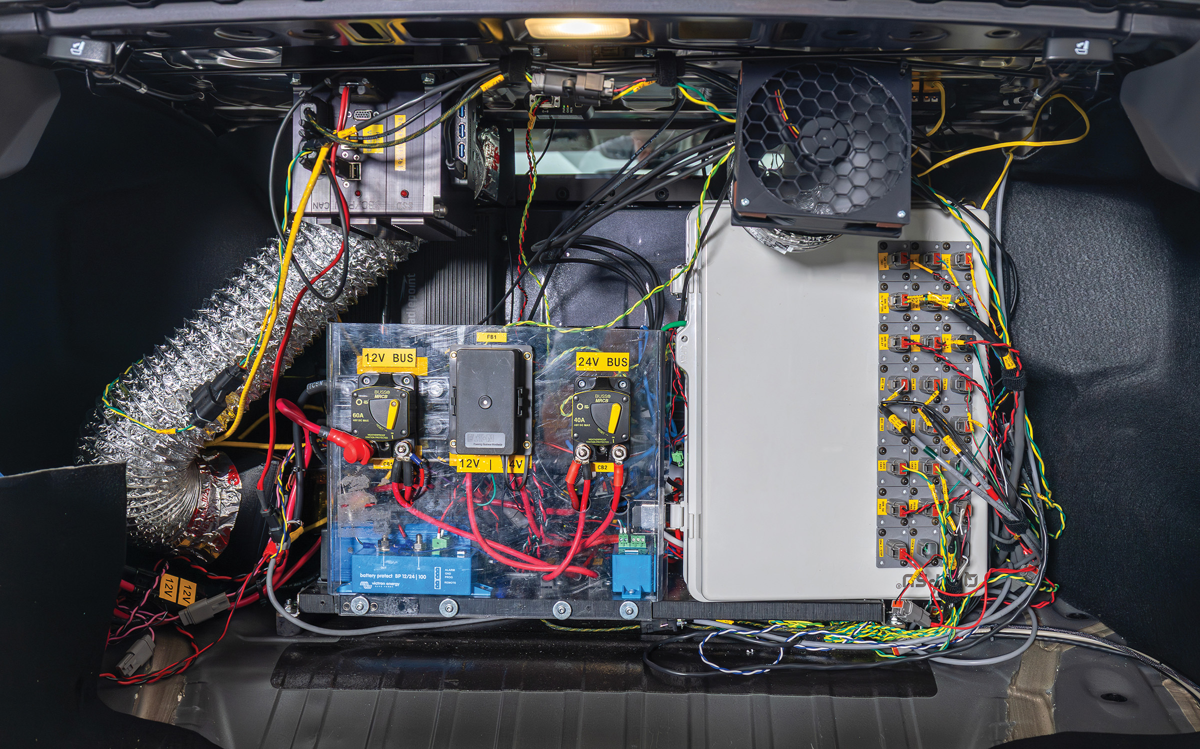 Close up photograph of the circuitry of the NEXTCAR in the truck 