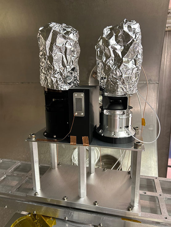 A photo of UV Testing of Acktar Vacuum Black and Aerodag Coated ESAs