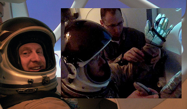 Photo of PI Stern with image overlapping of PI Stern and Co-I Durda