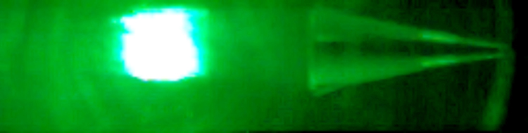 Color high-speed video camera showing projectile after having passed through the laser sheet