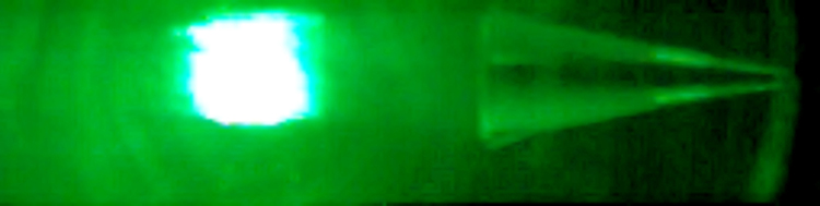 Color high-speed video camera showing projectile after having passed through the laser sheet