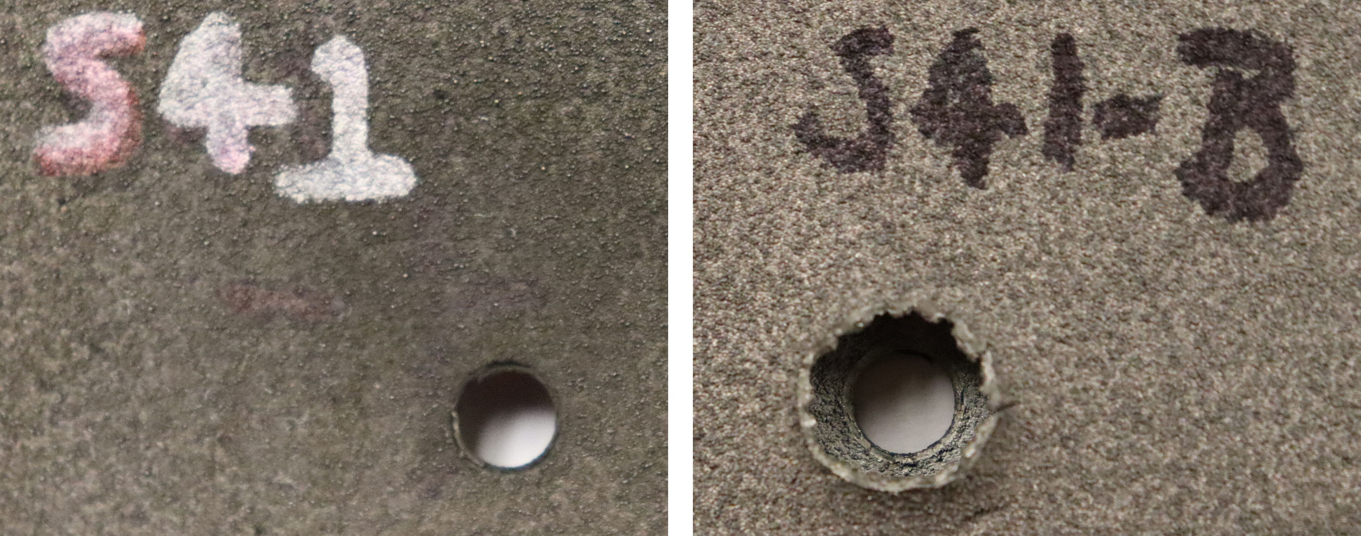 Impact crater, entry and exit