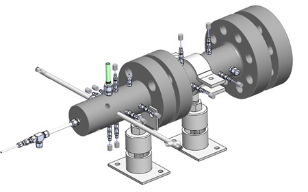 CAD model of bench top combustor test stand