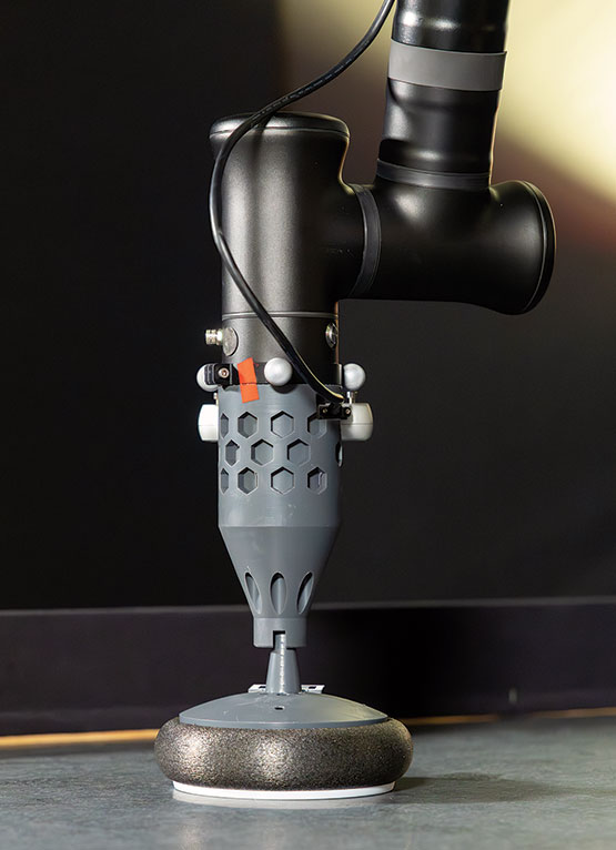 A photo of a robot arm controller.