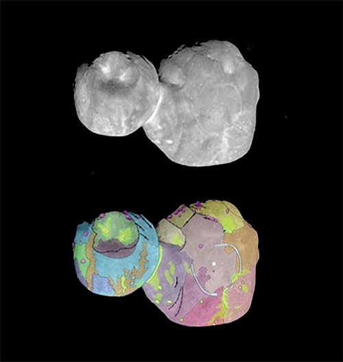 large mound structures dominating one of the lobes of the Kuiper Belt object Arrokoth
