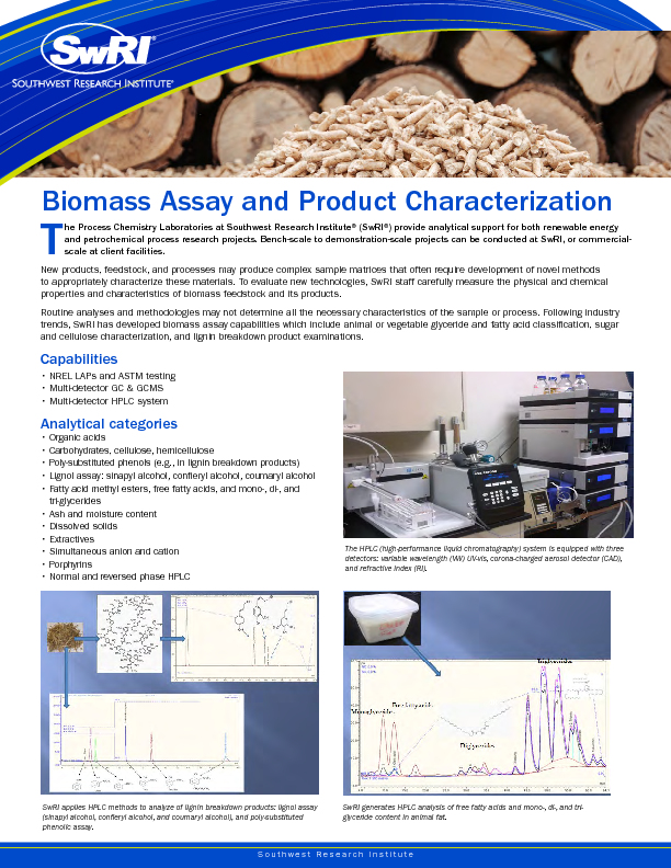Go to Biomass Assay & Product Characterization flyer