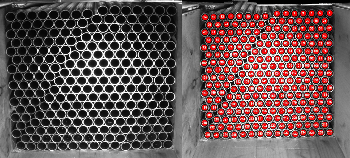 Challenges of counting tubes with machine vision include variable illumination and variable perspective of the tube ends within the image.