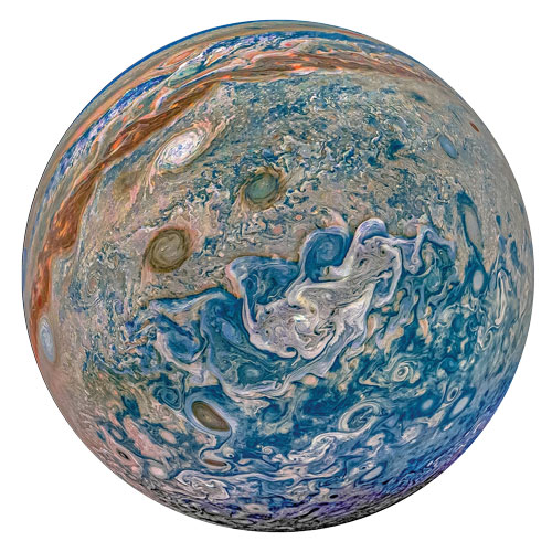 Image of Jupiter captured on JunoCam in 2019