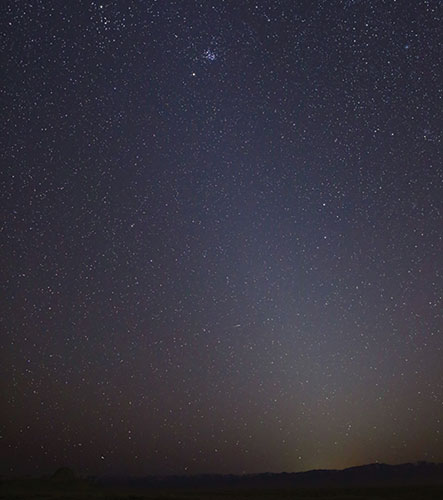 Photo showing zodiacal light as it appeared on March 1, 2021, in Skull Valley, Utah.