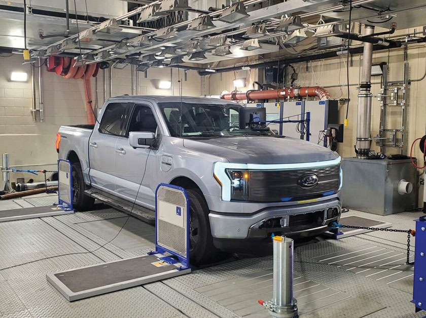 Electric truck on a dynamometer