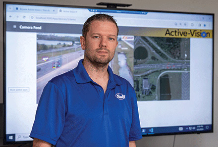 Clay Weston with Active-Vision on screen behind him