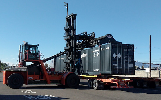 SwRI used dataloggers to monitor this electric side pick cargo handler.