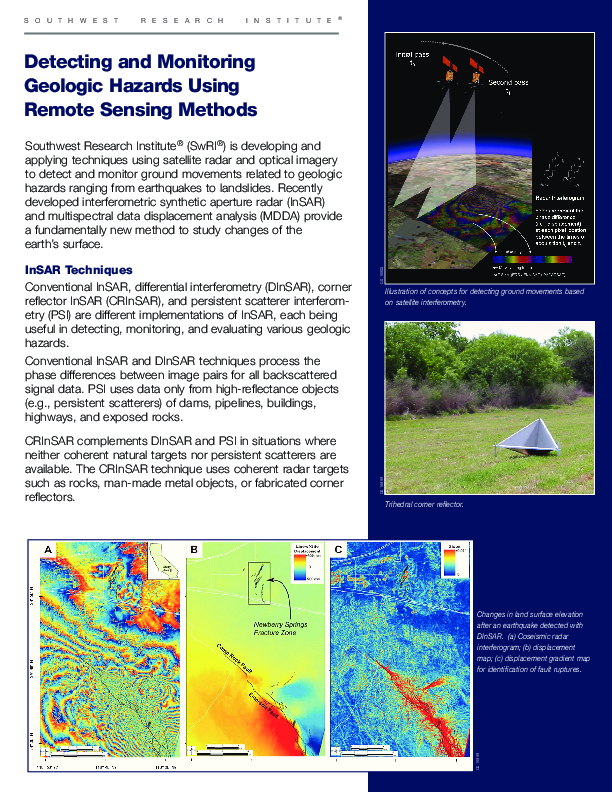 Go to Detecting and Monitoring Geologic Hazards Using Remote Sensing Methods brochure
