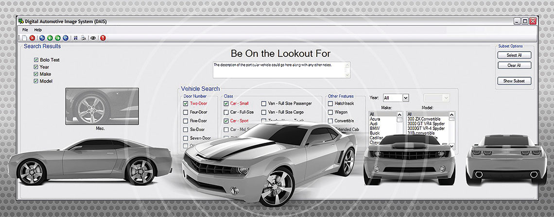 Screenshot if the DAIS system with different profiles of a vehicle shown