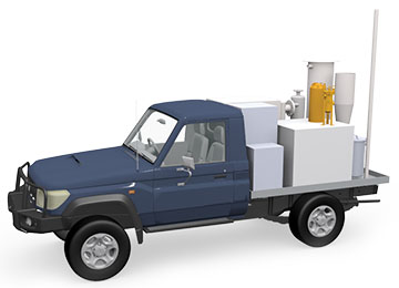 diagram of a blue truck with the demilitarization equipment in the back