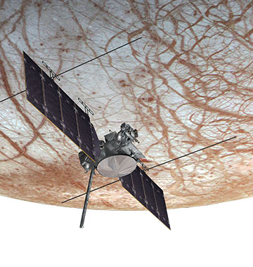 Satellite in orbit over Europa 