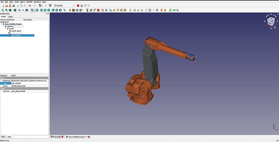 A 3D model of a robotic arm.