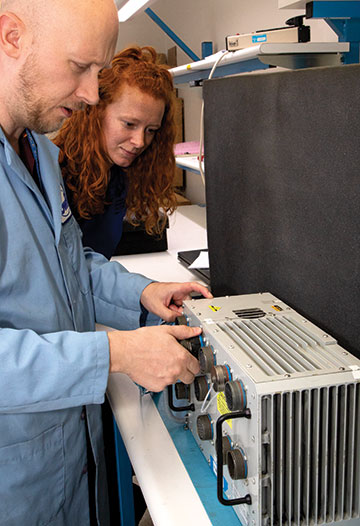 Engineers doing lab and flight test investigations