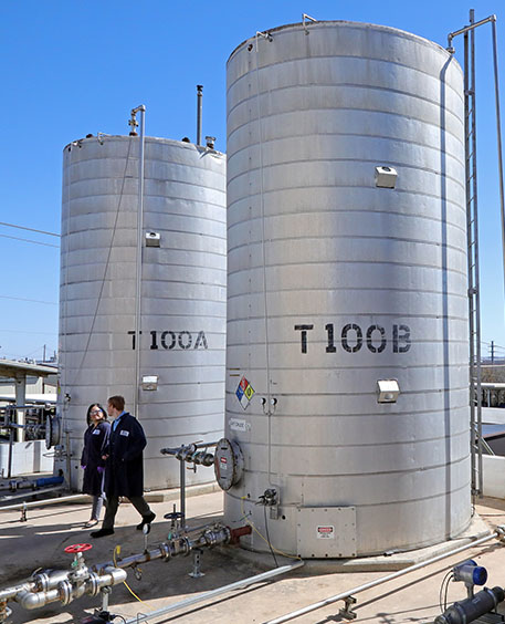 Two large metal cylinders for fuel blending