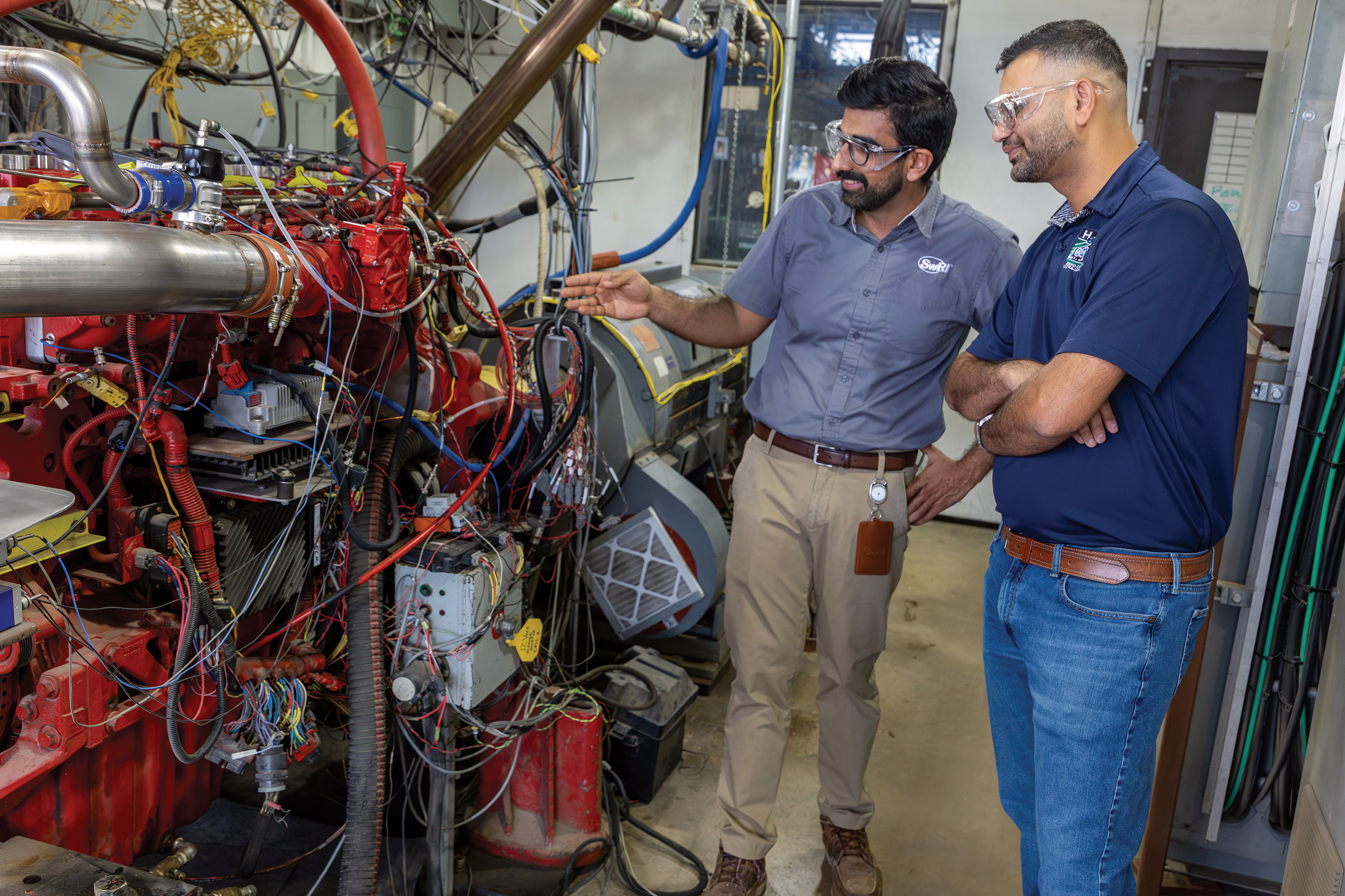 SwRI staff member collaborating with University of Texas at San Antonio staff member to create a detection system