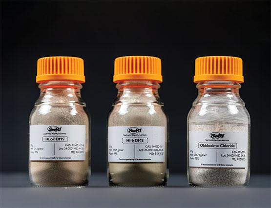 Three bottles of oxime antidotes.