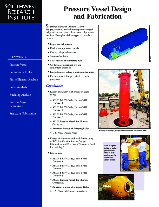 Go to Pressure Vessel Design and Fabrication brochure