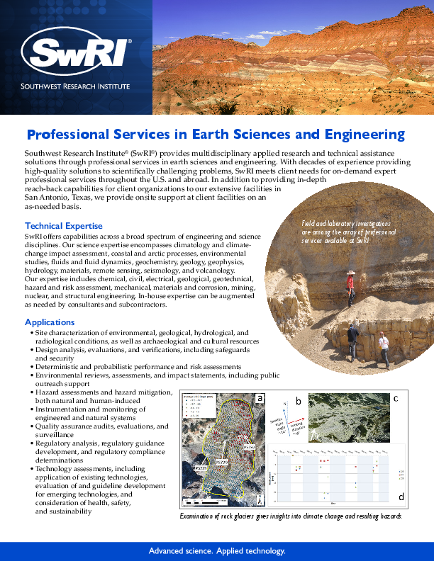 Go to professional services in earth sciences and engineering flyer