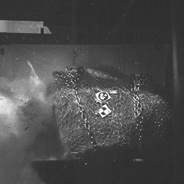 Pumice target after impact