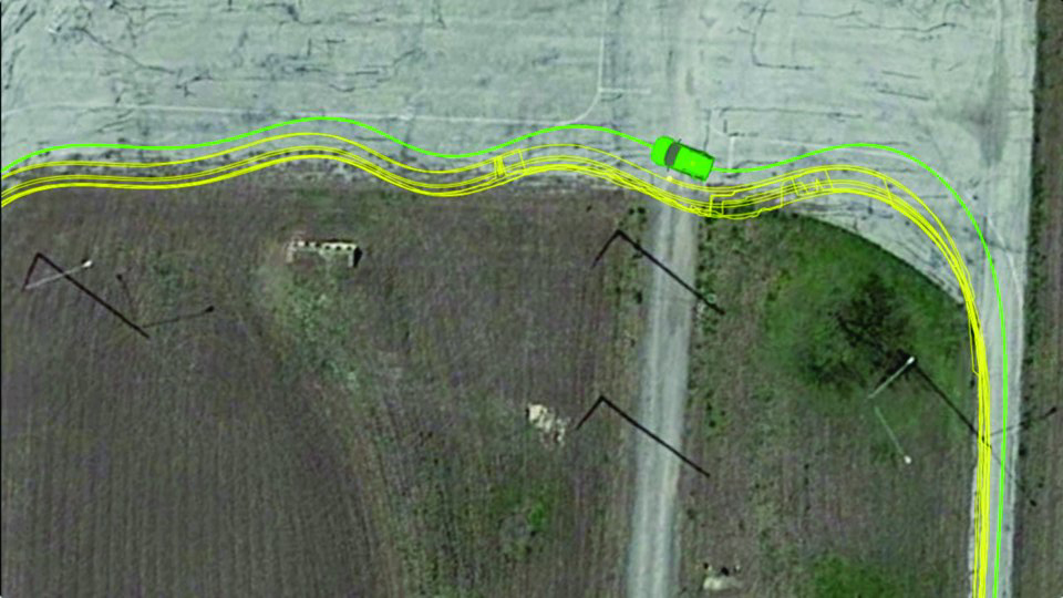 Image of 10 automated vehicle loops around a slalom course