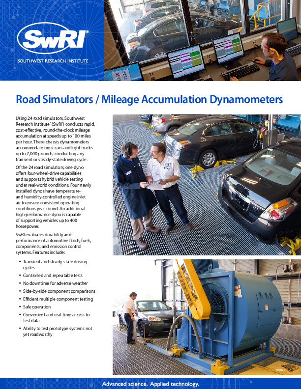 Go to brochure: Road Simulators/Mileage Accumulation Dynamometers