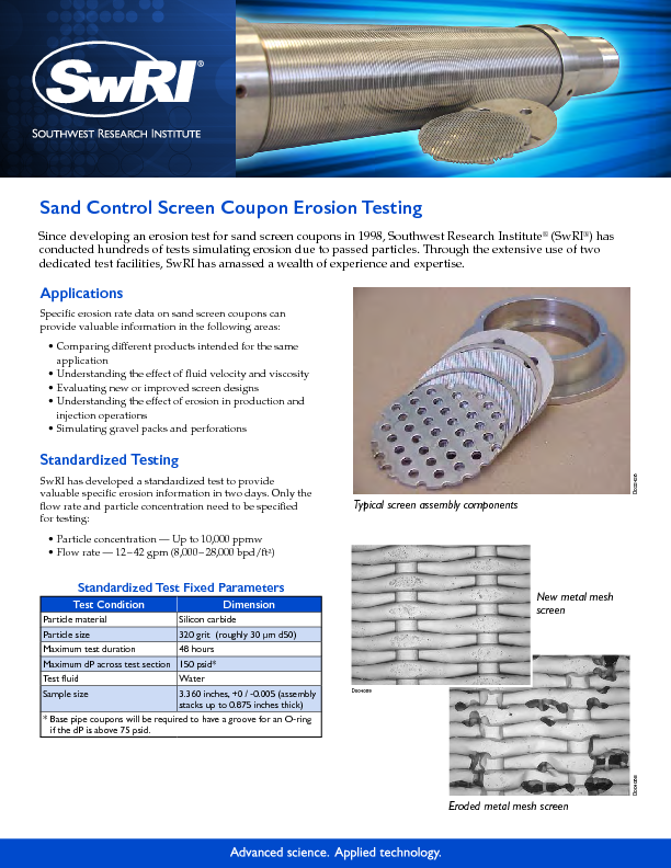 Go to Sand Control Screen Coupon Erosion Testing flyer