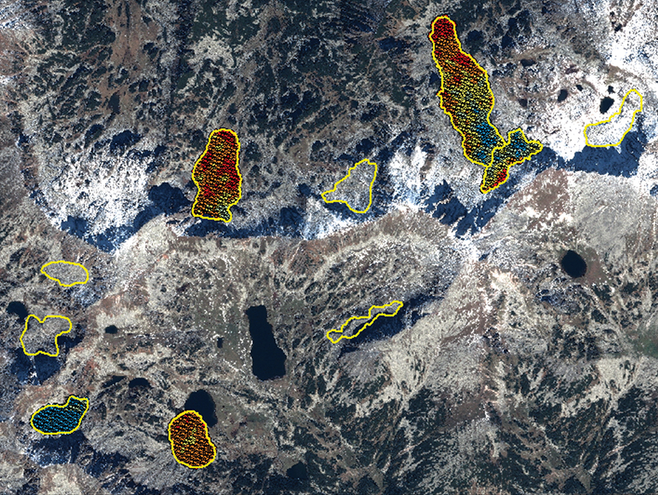Satellite radar imagery helping to measure seasonal line-of-sight displacements of rock glaciers Satellite radar imagery helping to measure seasonal line-of-sight displacements of rock glaciers
