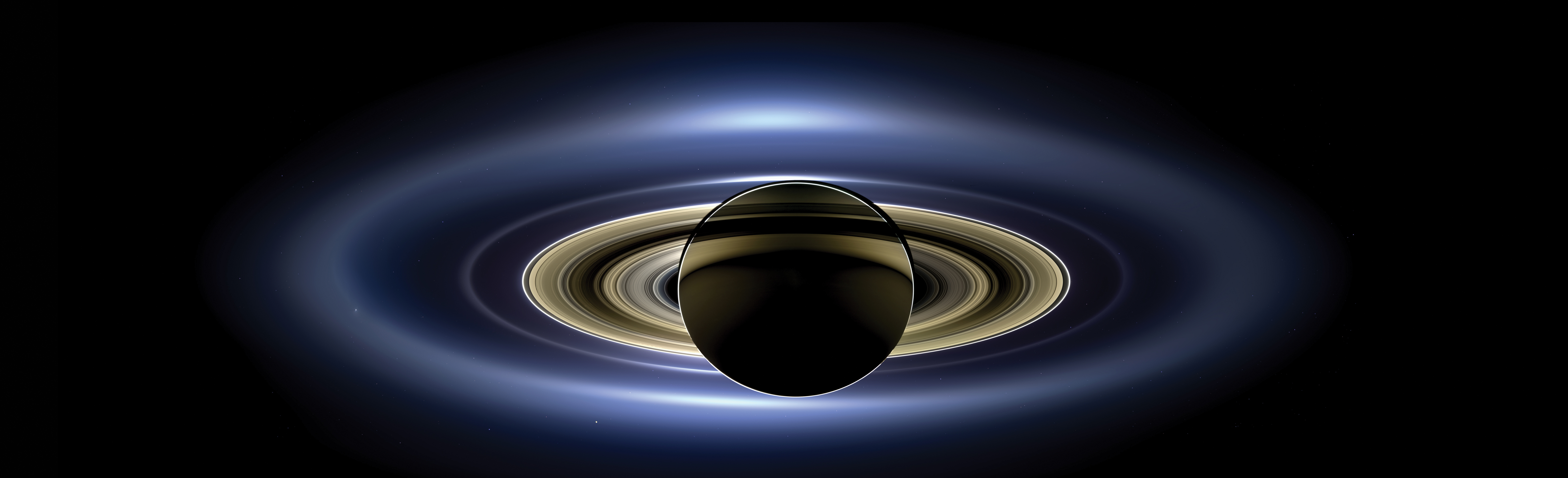 Saturn eclipsing Sun from Cassini wide-angled camera.
