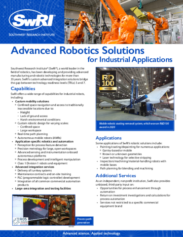 Go to Advanced Robotics Solutions for Industrial Applications flyer