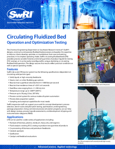 Go to Circulating Fluidized Bed Operation and Optimization Testing flyer