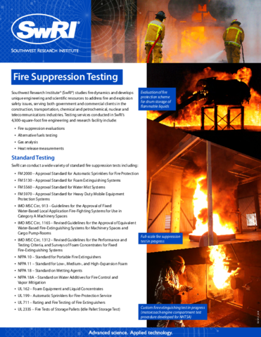 Go to Fire Suppression Testing flyer 