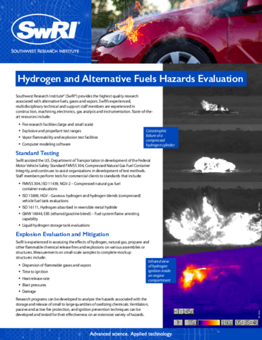 Go to Hydrogen and Alternative Fuels Hazards Evaluation flyer
