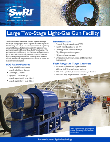 Go to Large Two-Stage Light-Gas Gun Facility flyer