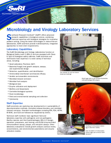 Cover of microbiology and virology laboratory services flyer